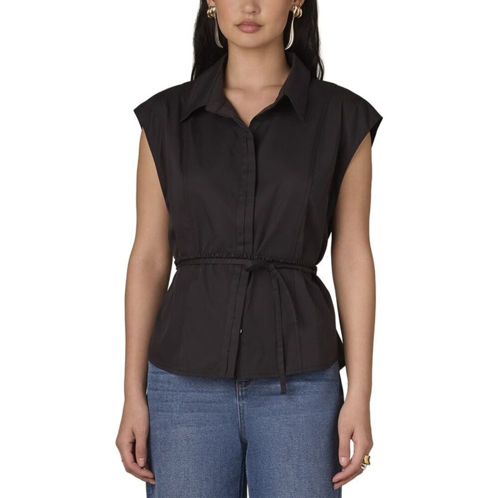 Wit & Wisdom Womens Extended Shoulder Cap Sleeve Collared Shirt